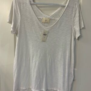 T.La White Short Sleeve V-Neck Tee